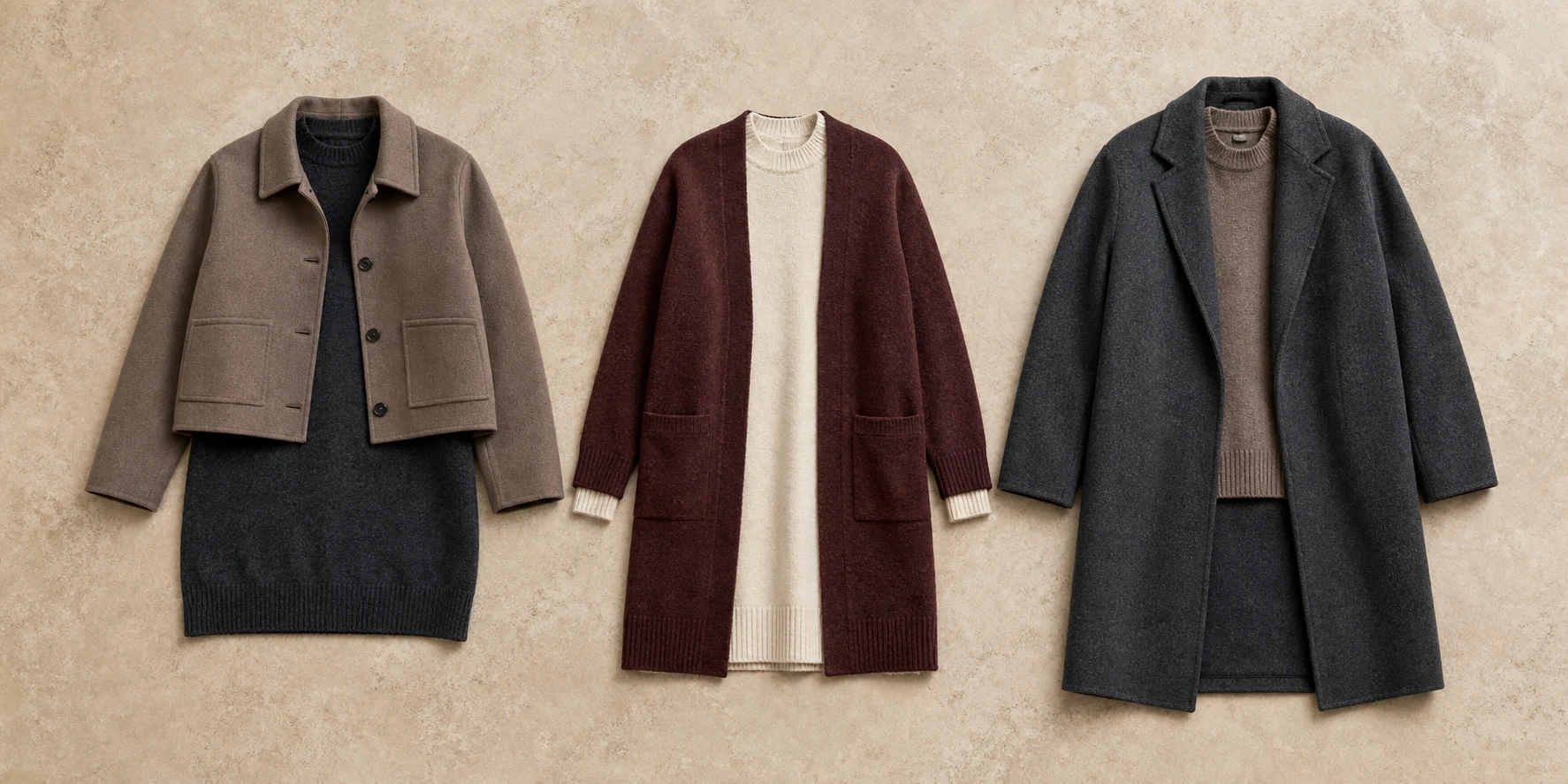 Three garment-length configurations arranged evenly for a body-neutral comparison.