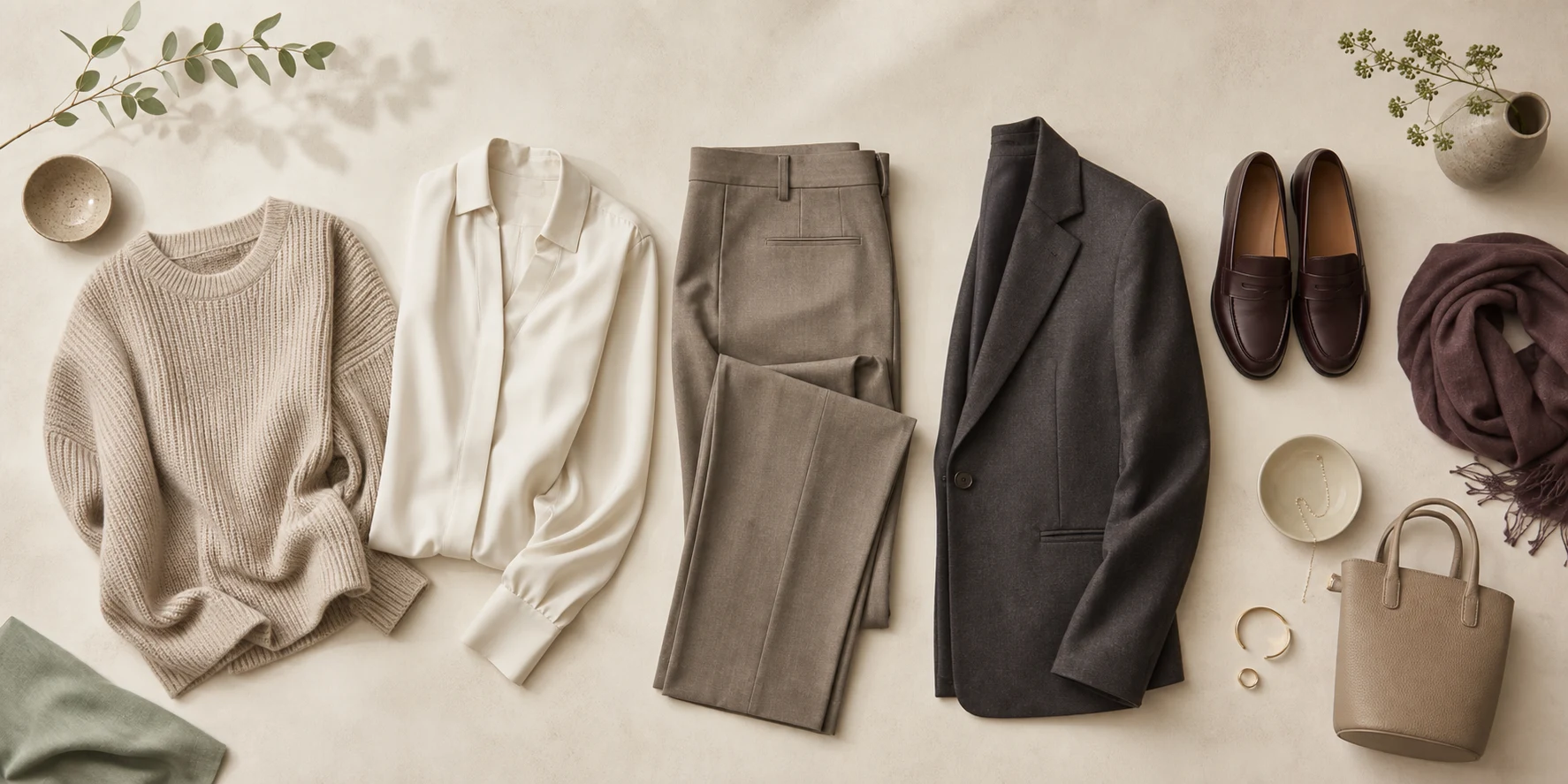 Generic workwear options arranged equally along a casual-to-formal spectrum for a casual Friday comparison.