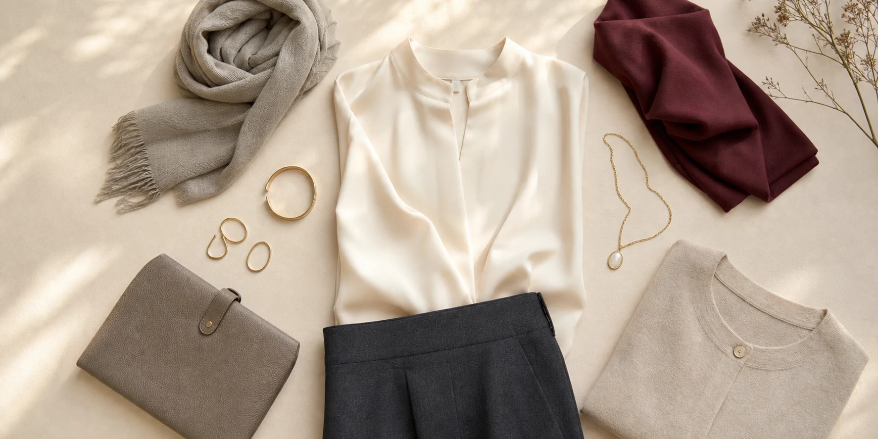 Neutral presentation-day garment forms with equal optional coordination elements.