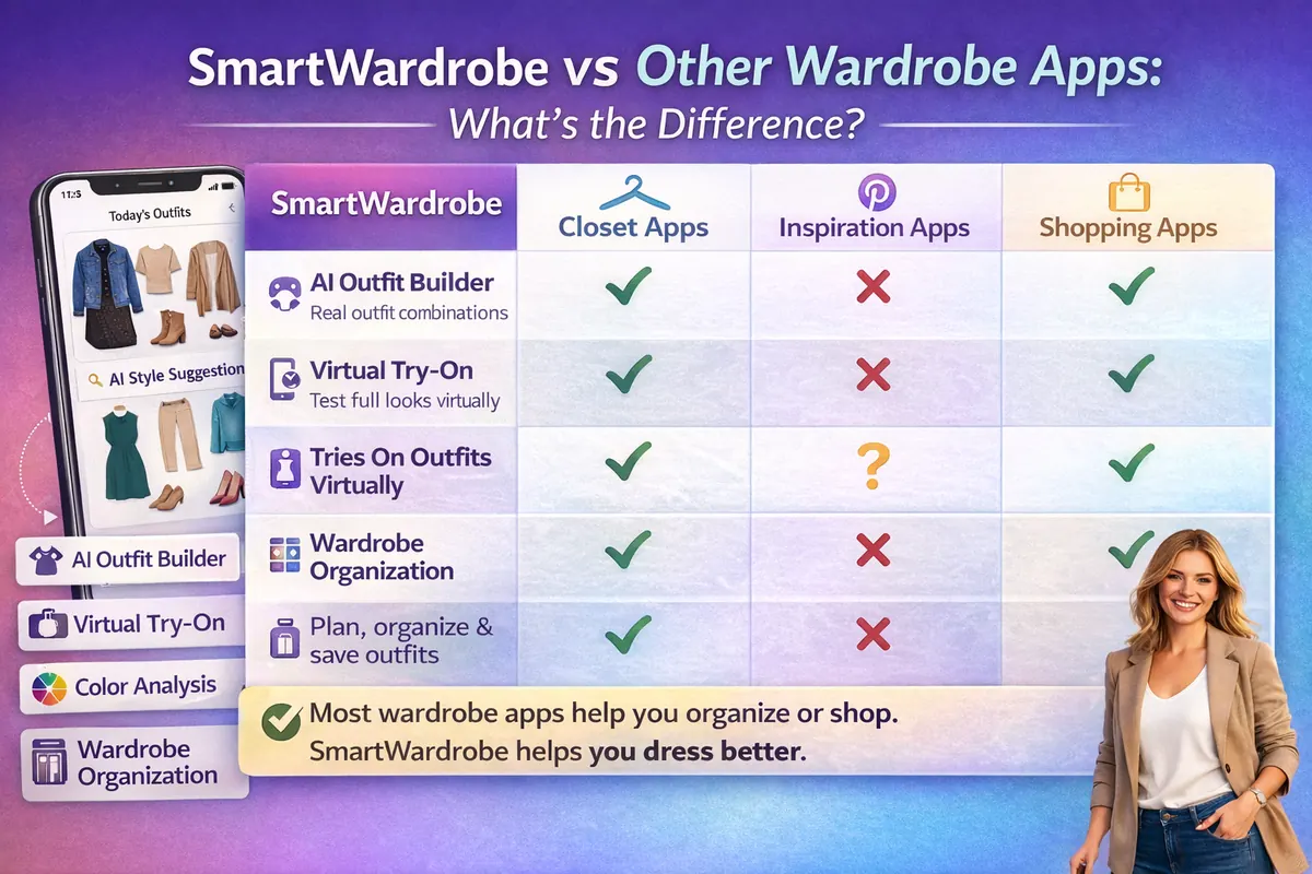 Smart Wardrobe: Style & Try-On vs other wardrobe apps
